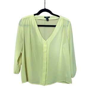 H&M Yellow Button Down Blouse - Size 8 / M